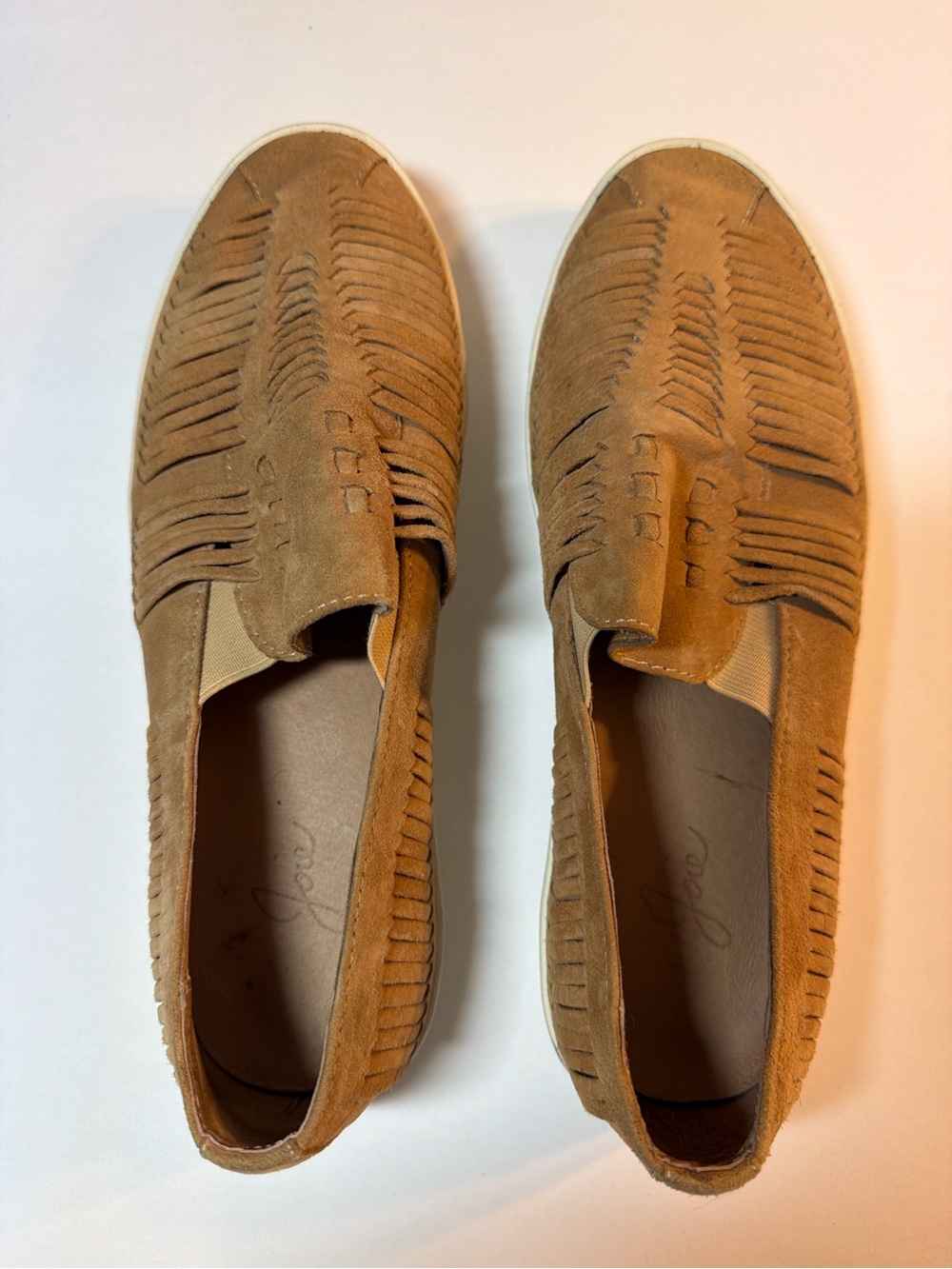 Joie Tan Suede Cutout Slip-On Sneakers EU 38.5